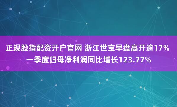 正规股指配资开户官网 浙江世宝早盘高开逾17% 一季度归母净利润同比增长123.77%